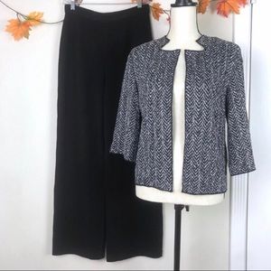 St. John Santana Knit Pants Tweed open Blazer Suit Set